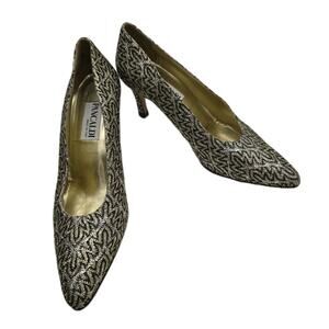 Pancaldi Black Glitter Heels Made in Italy silver/Gold Women's Shoe Size 8 AA